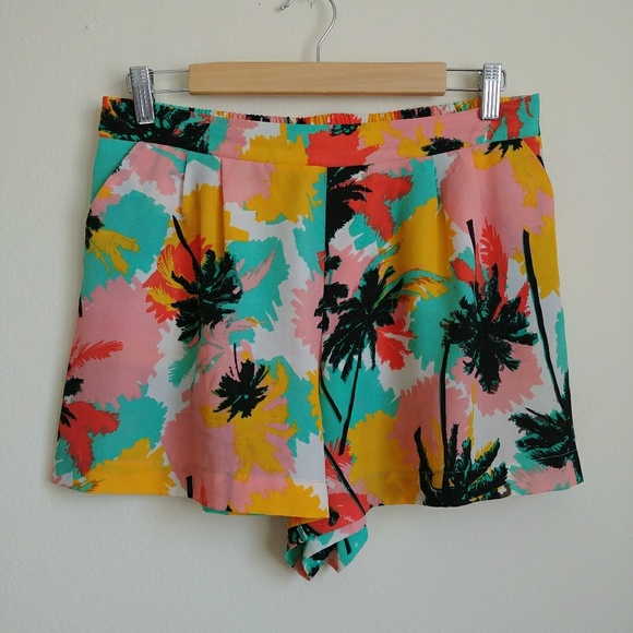 Fire Los Angeles Pants - Fire LA Tropical Palms High Waist Shorts